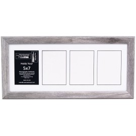 Creative Letter Art 4 Opening Glass Face Driftwood Picture Frame to Hold 5 by 7 inch Photographs Including 10x24-inch White Mat Collage