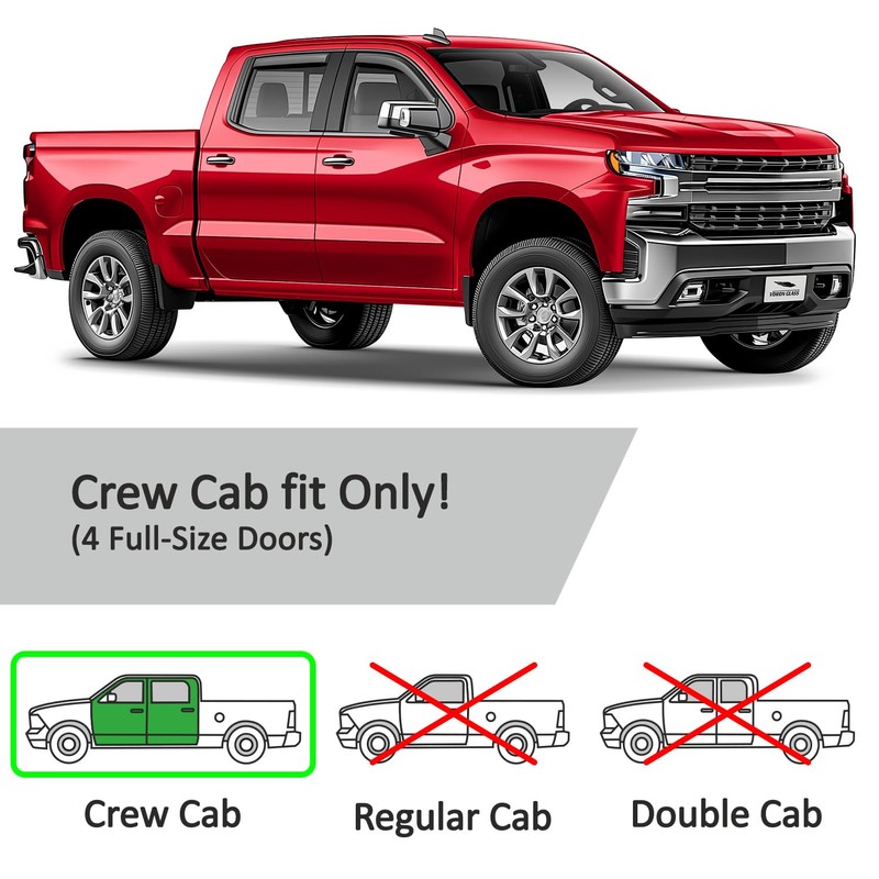 Voron Glass in-Channel Extra Durable Rain Guards for Chevy Silverado/GMC
