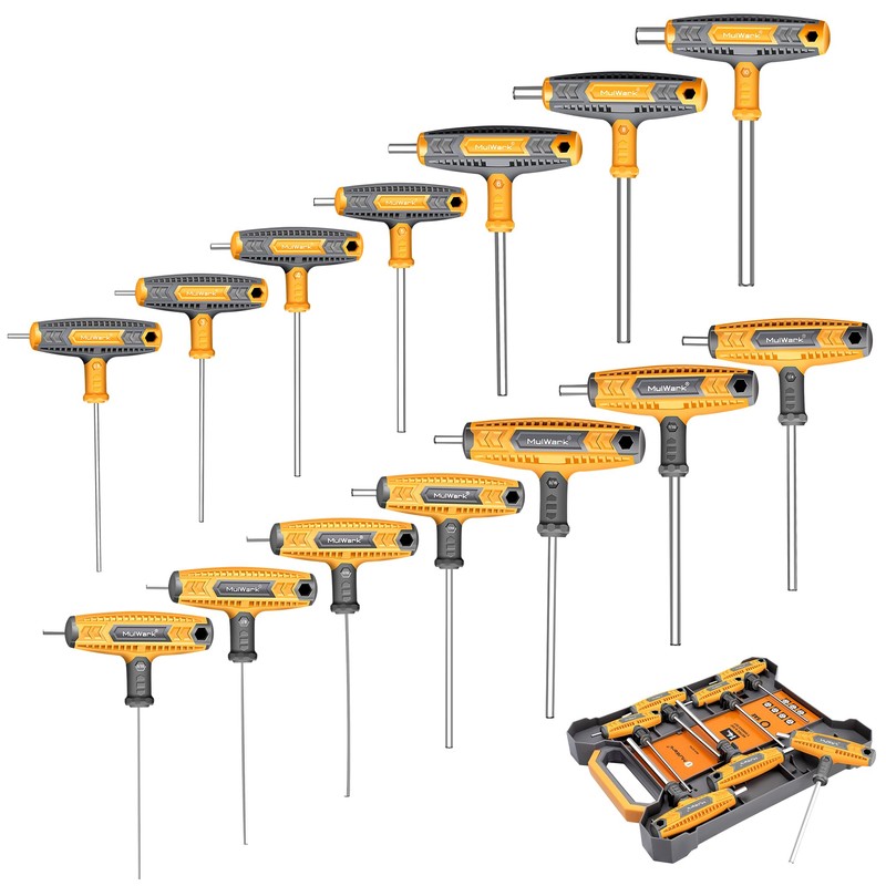 MULWARK 14 PC T-handle Allen Wrench Set Metric and Standard