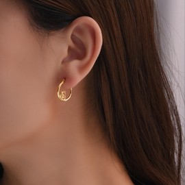 Plikin Angel Devil Mismatched Earrings for Women 14K Gold Plated Copper Angel Devil Hoop Earrings