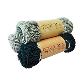 My Doggy Place - Microfiber Dog Door Mat - Dirt and Water Absorbent Mat - Washer & Dryer Safe Non-Slip Mat - Teal with Paw Print - M - 31 x 20 in