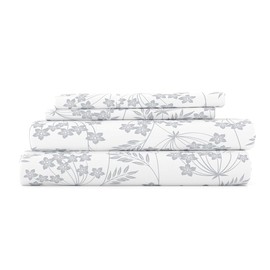 LINENS & HUTCH Sheet Set 4-Piece Patterned Microfiber Garden Farmhouse Ultra Soft Bedding