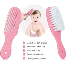 Baby Grooming Kit, Infant Safety Care Set with Hair Brush Comb Nail Clipper Nasal Aspirator,Baby Essentials Kit for Newborn Girls Boys (Pink)
