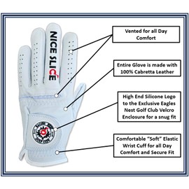 Nice Slice Funny Golf Glove - Premium 100% Cabretta Leather ShockerGolf Attire and Essentials for Men, Fun Golfer Gag Gift, Adult Right or Left Hand, Small to XXL Sizes Ball Cart