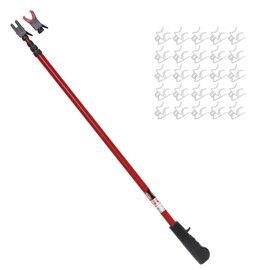 PRO MAX Dual Head Telescoping Pole | Light Hanging Kit for Hanging String Lights, Decorations, Garlands, 11ft Reach, Compatible with Gutters, Shingles, Eaves, 25 Light Clips Included