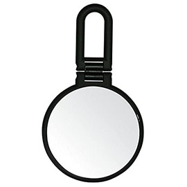 Danielle Folding Makeup Mirror with Handle/Stand, 10X Magnification, Midnight Matte