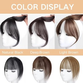 RUNRAYAY Real Human Hair Topper, 360 ° 3D-Abdeckung menschliches Haar Topper für Frauen mit dünner Haarausfall mit achtcharakterem Pony, schwarzer Stil 1