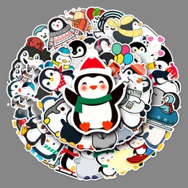 Penguin Stickers 50 Pcs Waterproof Cute Cartoon Penguin Stickers for Laptop Cars Water Bottle Skateboard Bicycle Motorcycle Scrapbooking Guitar,Vinyl Trendy Animals Stickers for Teens Kids Girls