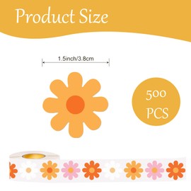 500 Piece Daisy Stickers,Flower Stickers for Kids,Decals Flowers,Flower Sticker for Crafts,4 Patterns,3.8cm/1.5in,1 Roll with 4 Colours,Suitable to Decorate Walls,Calendars,Laptops,Bottles