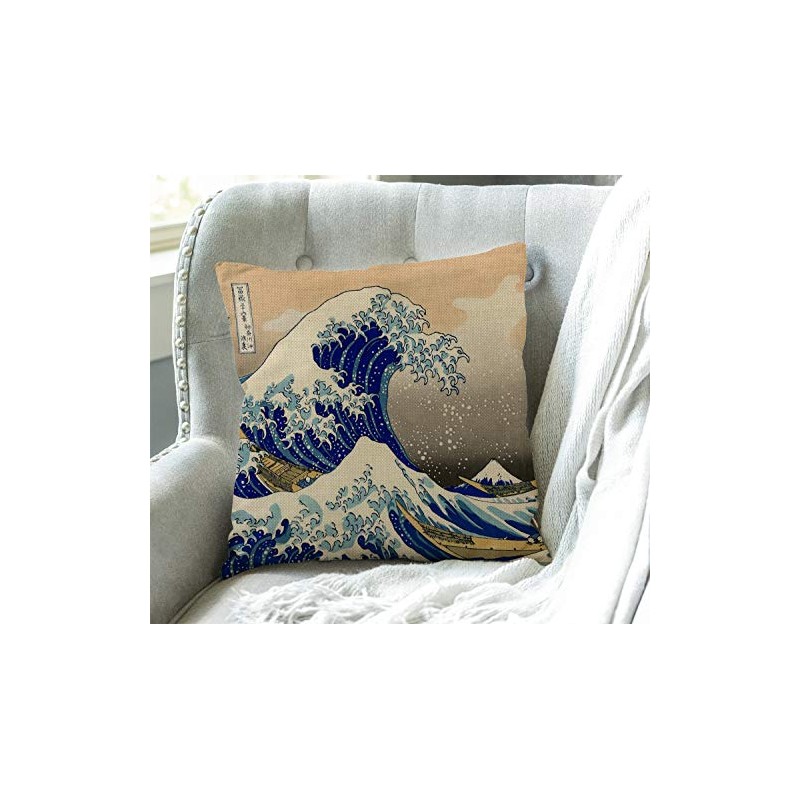Swono Hokusai The Great Wave Throw Pillow Case Cushion Cover