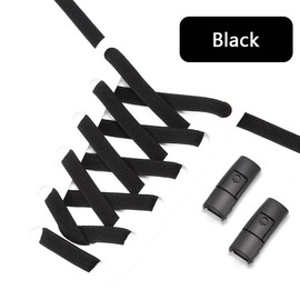 TEEZY No Tie Shoe Laces for Trainers | Premium Elastic Weave & Chrome Buckle | Adult/Kids Tieless Elastic Shoelaces | ORIGINAL (Black)