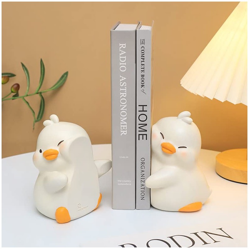JARPSIRY Cute Hug Ducks Decorative Bookends, Unique Book Ends to
