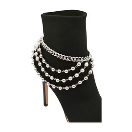 Alwasytyle4you Women Silver Metal Chain Boot Bracelet Shoe Ball Waves Anklet Charm Modern Style
