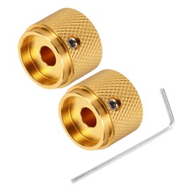 MECCANIXITY 2PCS Guitar Knobs Metal, Volume Tone Control Dome Knobs 1/4" x 7/8" x 0.6" Potentiometer Knobs with Wrench for Electric Guitar Bass, Gold