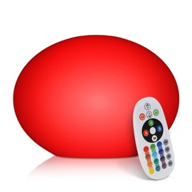 MoNiBloom 11" LED Oblate Light with Remote Control, Rechargeable 16 RGB Color-Changing Nightlight Dimmable Bar Table Mood Lamp, Waterproof Accent Ambient Decorative Party Lighting