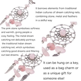 HAORQEE Dream Catcher Keyrings Key Chains, Crystal Vintage Feather Ornament Keyring Keychains, Car Keyring Handbag Backpack Wallet Accessories Keychain Cute Decoration Birthday Gifts for Women Men