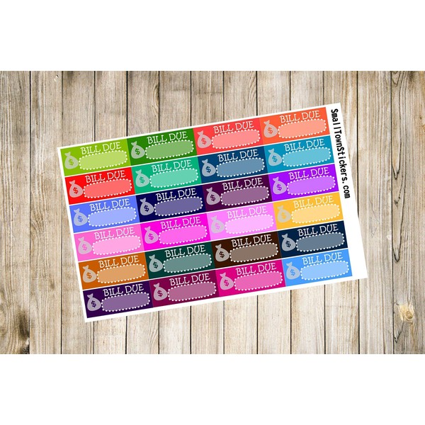 Bill Due Stickers for Planners such as Erin Condren and