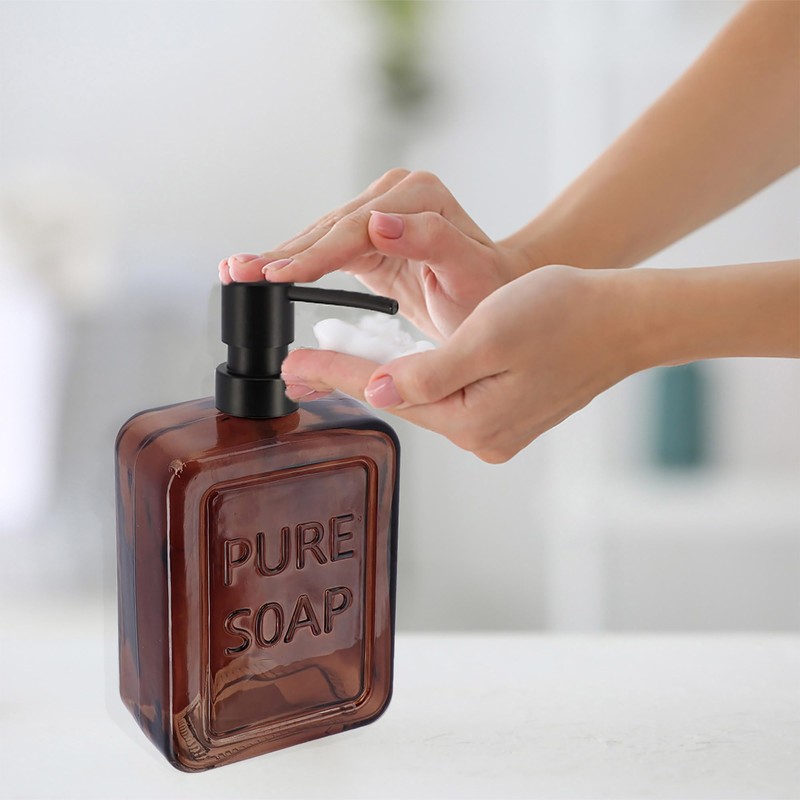 Amber Glass Soap Dispenser Pure SOAP 18 FL OZ –