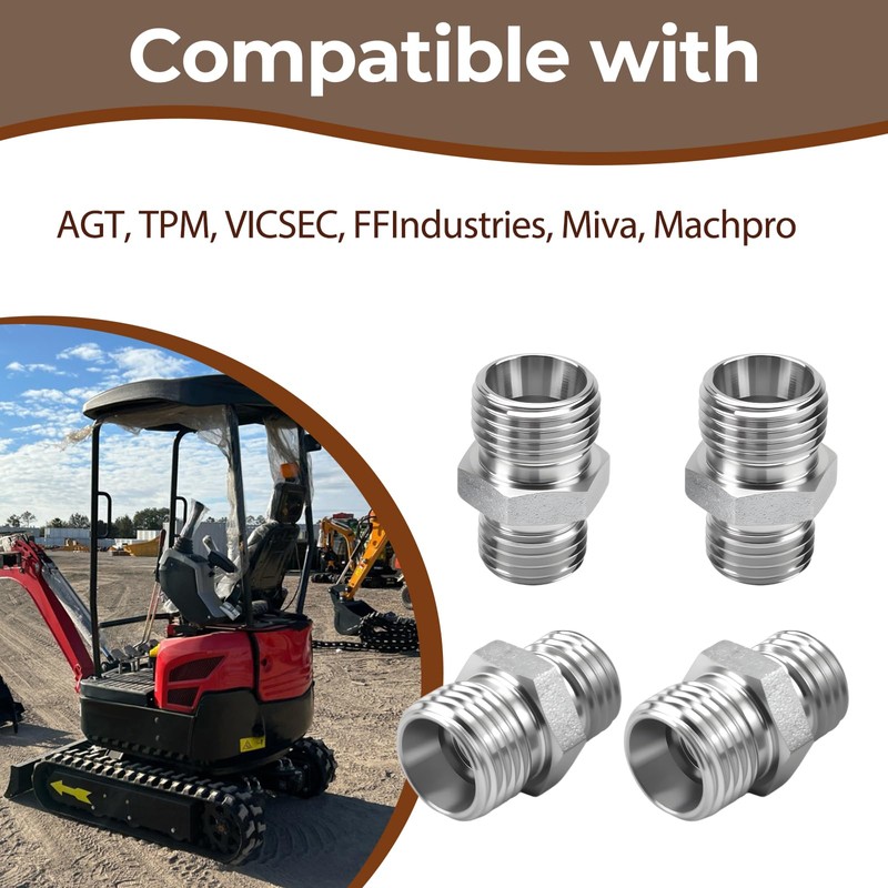 115757 Excavator Hydraulic Hose Thread Connector Compatible with AGT, TPM,