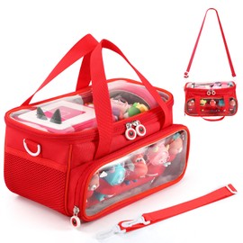 OUKNAK Carrying Case for Toniebox, Storage Carrier Bag for Tonie Characters with Shoulder Strap and Handle, Home Outdoor Hand Bag for Tonies Audio Player and Dolls (Red)