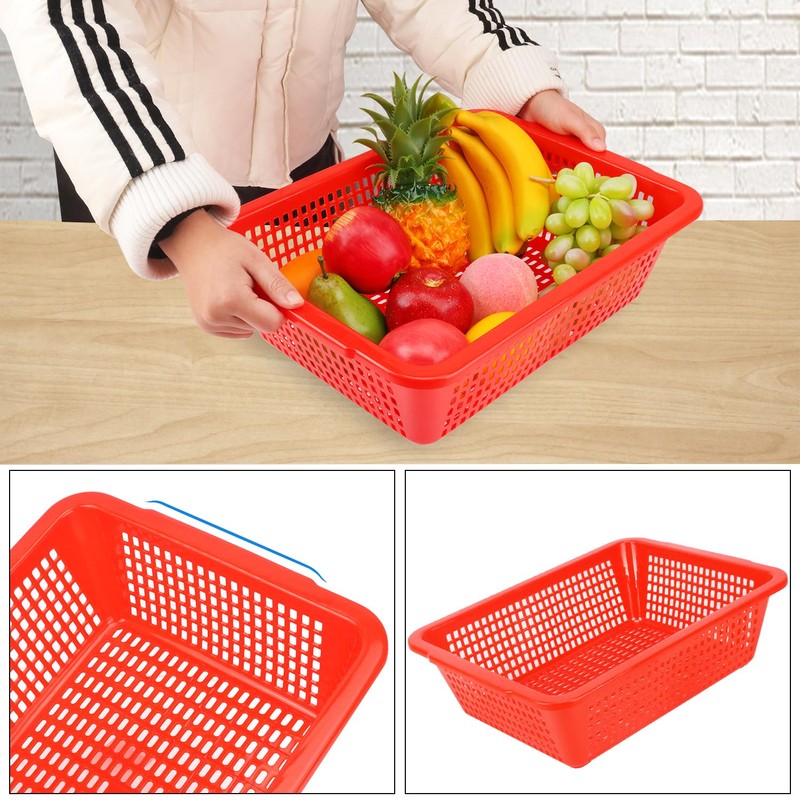 Geytetqi 10 Pack Red Plastic Storage Baskets, 15.4 x 11.6