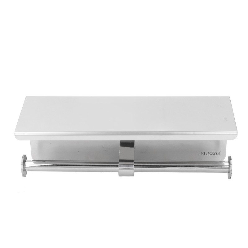 Stainless Steel Toilet Paper Holder with Shelf Self Adhesive Punch