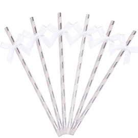 20Pcs/Set Bow Tie Paper Straws,Wedding Bridal Bowtie Party Decorations Straws,Butterfly Paper Straws for Milk Tea Drinking,Party Drinking Straw for Hawaiian Birthday Party Decoration Supplies (White)