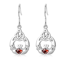 Celtic Knot Earrings Women's Sterling Silver Claddagh Earrings Irish Dangle Earrings Good Luck Celtic Jewellery for Women, Cubic Zirconia