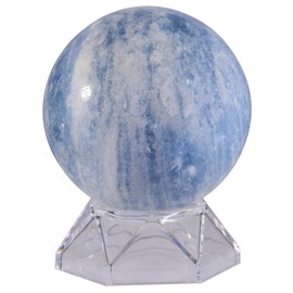 KYEYGWO Blue Celestite Crystal Ball with Acrylic Stand, Decorative Sphere for Witchcraft Fortune Teller Home Decor, 61-70 mm