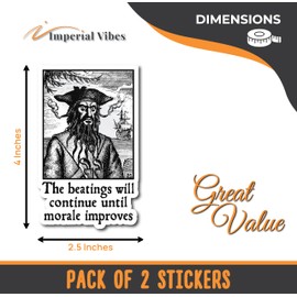 IMPERIAL VIBES – The Beatings Will Continue Until Morale Improves Sticker – Vinyl Decal for Truck, and Van Bumper – Indoor and Outdoor Laptop Decals – Waterproof Decal for Window - Pack of 2 Imp 152