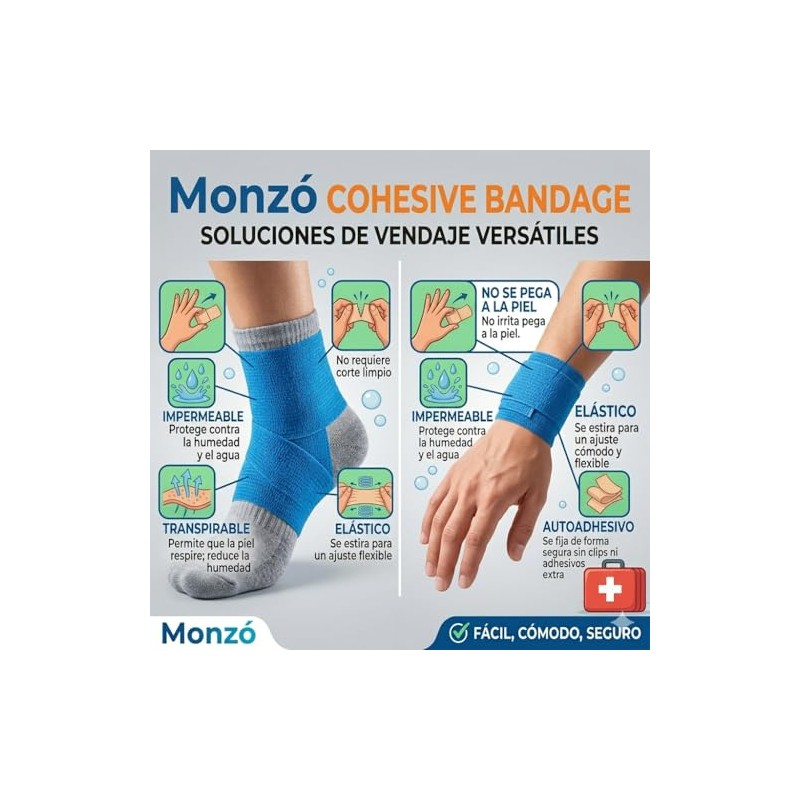 MOMA, Cinta Cohesiva, Cohesive Bandage, Vendaje Autoadhesivo, 10 Pack (VARIADO)