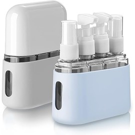 Jesir - Juego De 8 Botellas De Viaje De Silicona, Accesorio De Tamaño De Viaje a Prueba De Fugas De 50 Ml /2 Oz Con Etiqueta Y Caja De Almacenamiento, Ideal Para Viajes De Negocios O Personales