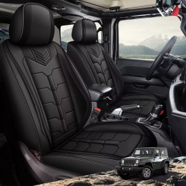 Unbranded Car For Jeep Wrangler 2018-2025 Faux Leather Seat Covers (with Rear Cup Holder)