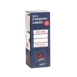 Avery 4013 Dot Matrix Mailing Labels, 1 Across, 15/16 x 3 1/2, White (Box of 5000)