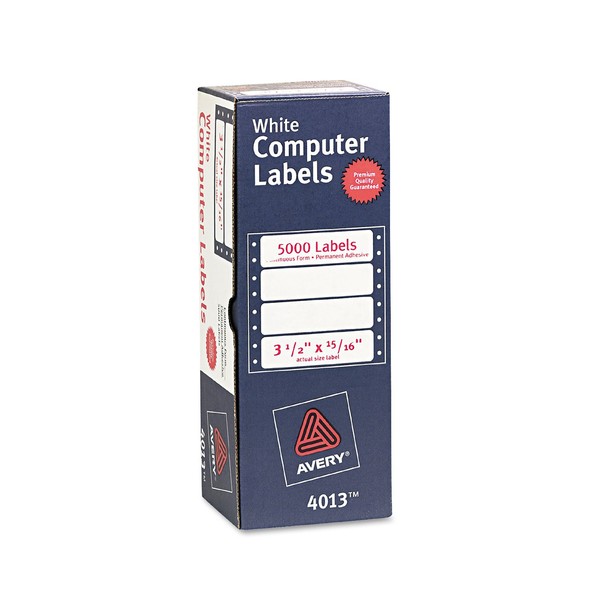 Avery 4013 Dot Matrix Mailing Labels, 1 Across, 15/16 x
