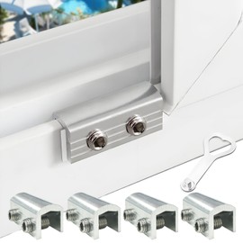 Consss Sliding Window Locks, 4 Pack Window Locks with Key for Up and Down & Horizontal Sliding Windows Doors, Adjustable Easv to Install, Window Security for Patio Bedroom Home Office