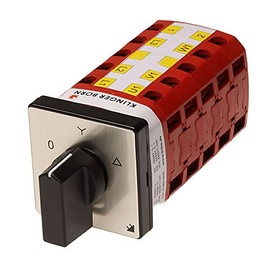 KlingerBorn KB-N25 | Star Triangle Switch | Cam Switch | 25 A, 5-Pin | Aperture 48 x 48 mm, Black/Silver, Black Toggle | Switching Angle 60° | With Additional Contact | Made in Germany