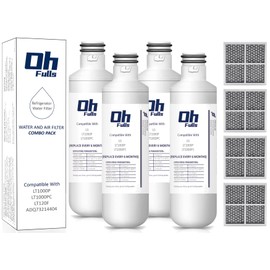 OHFULLS Refrigerator Water Filter Replacement for LG LT1000P ADQ747935 ADQ74793501 MDJ64844601, and Fridge Fresh Air Filter Replacement for LG LT120F ADQ73214404 ADQ73334008, 4+4 Combo Pack