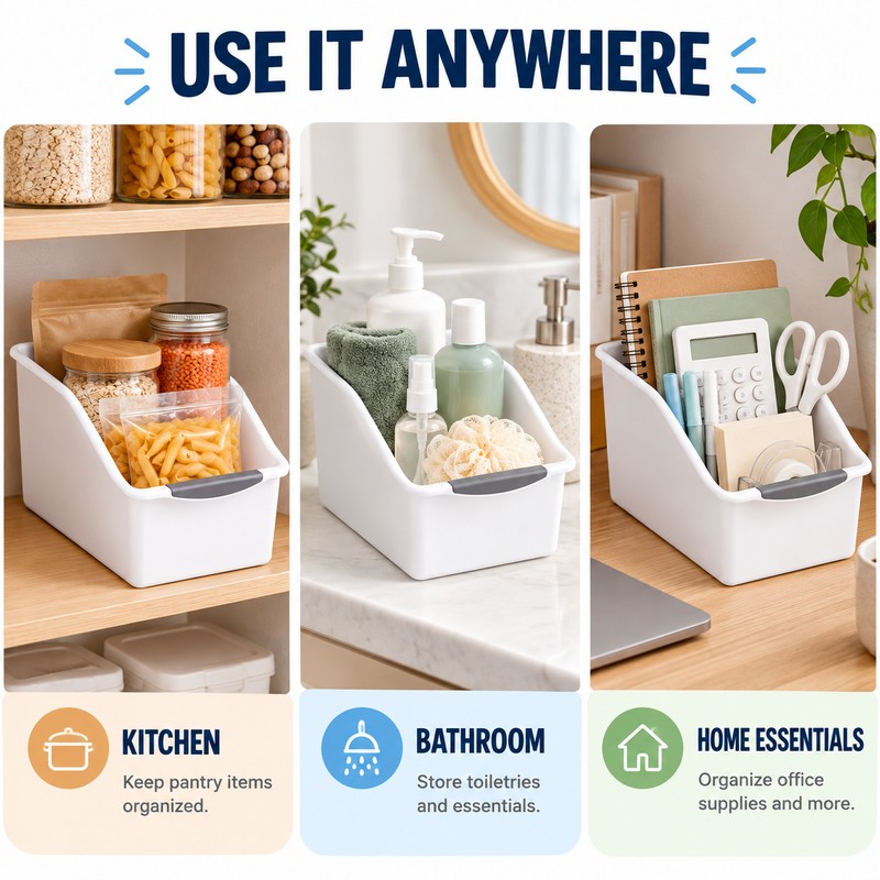 Stackable Storage Organizer Bins, Curved Space-Saving Plastic Storage Boxes for