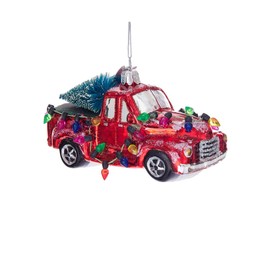 Kurt Adler Noble Gems Glass Truck with Trees Ornament