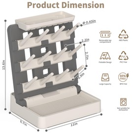 CINWWNI Baby Bottle Drying Rack, Vertical Standing Bottle Dryer Rack Holder-Space Saving Baby Bottle Drying Rack for Countertop-Holds Up to 12 Baby Bottles & Cup(Gray & Khaki)