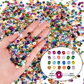LOMIMOS 30000Pcs 6MM Loose Sequins for Crafts, 24 Colors Rainbow Round Cup Sequins Embroidery Spangles for Christmas Sewing DIY Art Jewelry Making with Storage Box (180 Grams)