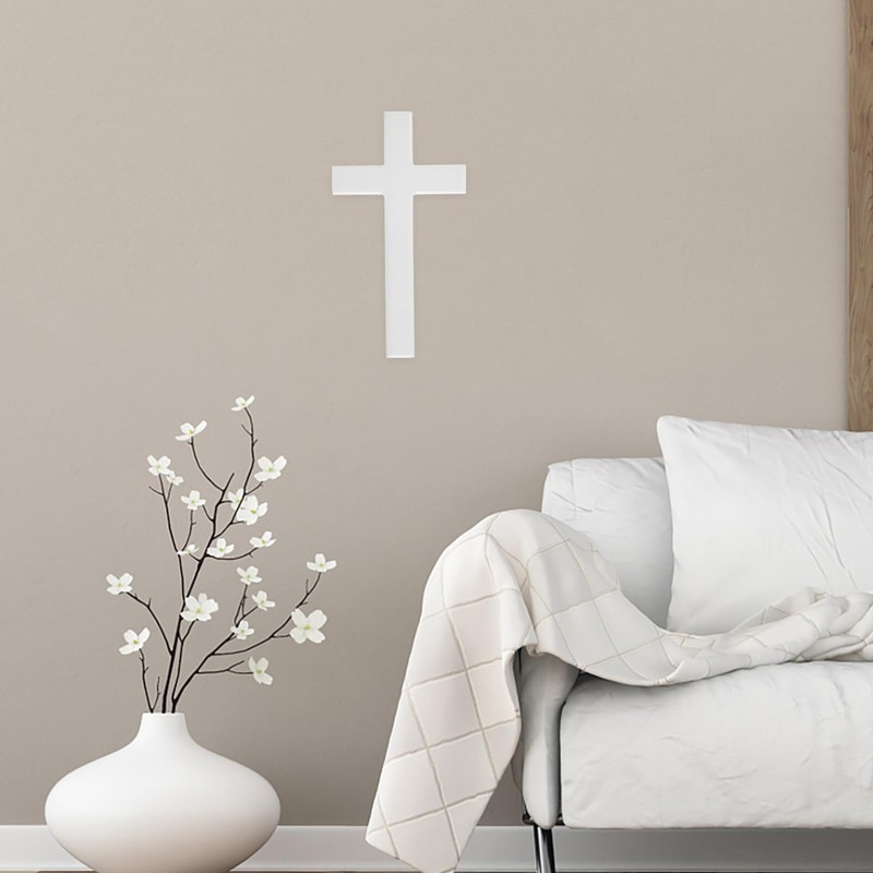 DEARMAMY Wall Wooden Cross White Cross Wall Hanging Church Wall