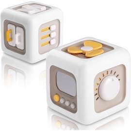 Zikenis Montessori Toy from 1 Year, with Switches, Fans, Mirrors, Buttons, Drawers, Cube Toy, Sensory Toy for Toddlers, 1-3 Baby Gift