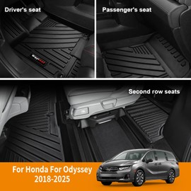 Wqyimat Custom for 2018-2025 Honda Odyssey Floor Mats 3 Rows Trunk Cargo Liner and Backrest Mat Full Set All Weather TPE Accessories (Full Set)