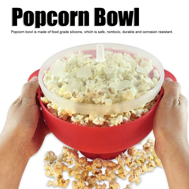 Large Microwave Popcorn Popper with Lid Handle BPA Free Foldable