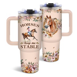 DUUV Horse Gifts for Women, Horse Tumlber for Girl, Birthday Gift for Horse Lovers, Cool Horse Riding Gifts, Christmas Gift for Horse Owners, 40 Oz Tumbler with Handle