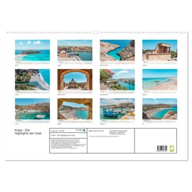 Kreta - Die Highlights der Insel (Wandkalender 2026 DIN A2 quer), CALVENDO Monatskalender: Traumhafte Fotomotive von der griechischen Insel Kreta (CALVENDO Orte)