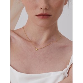 ChicSilver Gold Letter I Necklace 925 Sterling Silver Initial Jewelry Alphabet Pendant with Rolo Chain