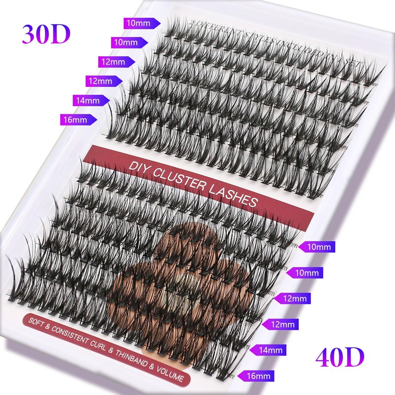 Cluster Lashes Extensions Kit 240 Pcs D Curl Individual Lashes